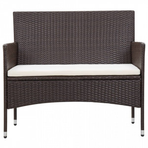Set mobilier de grădină cu perne, 5 piese, maro, poliratan - Img 5