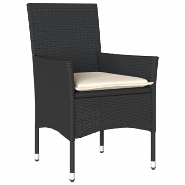 Set mobilier de grădină cu perne 5 piese negru poliratan&sticlă - Img 3