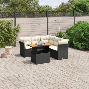 Set mobilier de grădină cu perne, 5 piese, negru, poliratan - Img 1