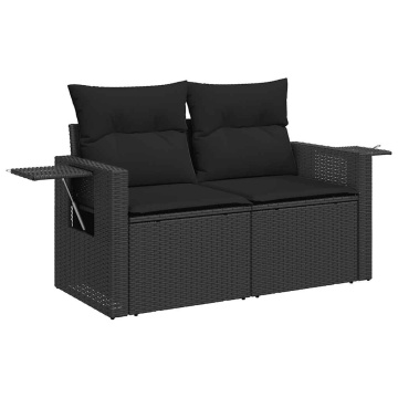 Set mobilier de grădină cu perne, 5 piese, negru, poliratan - Img 4