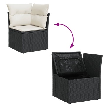 Set mobilier de grădină cu perne, 5 piese, negru, poliratan - Img 5