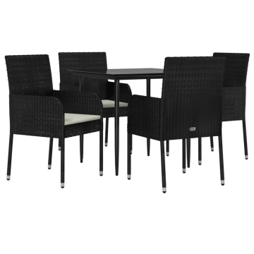 Set mobilier de grădină cu perne, 5 piese, negru, poliratan - Img 3