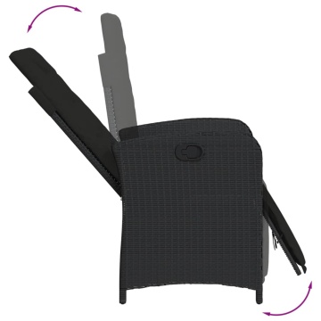 Set mobilier de grădină cu perne, 5 piese, negru, poliratan - Img 4