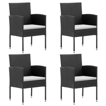Set mobilier de grădină cu perne, 5 piese, negru, poliratan - Img 4