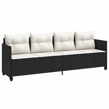 Set mobilier de grădină cu perne, 5 piese, negru, poliratan - Img 3