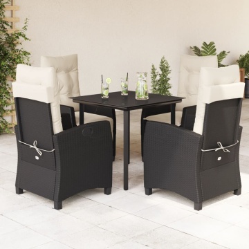 Set mobilier de grădină cu perne, 5 piese, negru, poliratan - Img 1