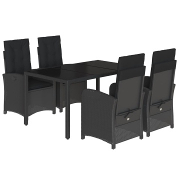 Set mobilier de grădină cu perne, 5 piese, negru, poliratan - Img 2