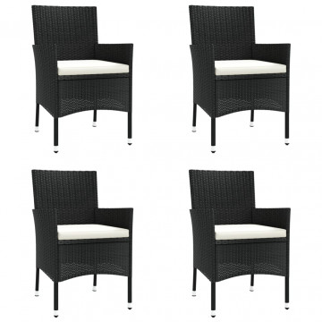 Set mobilier de grădină cu perne, 5 piese, negru, poliratan - Img 4