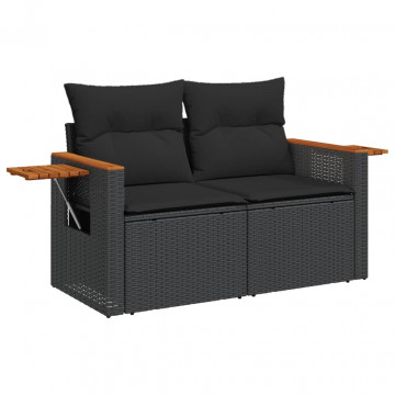 Set mobilier de grădină cu perne, 5 piese, negru, poliratan - Img 4