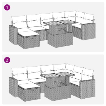 Set mobilier de grădină cu perne, 5 piese,poliratan/lemn acacia - Img 7