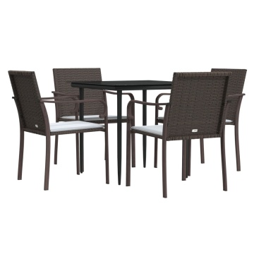 Set mobilier de grădină cu perne, 5 piese, poliratan și oțel - Img 3