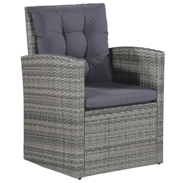 Set mobilier de grădină cu perne, 6 piese, gri, poliratan - Img 4