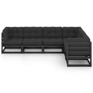 Set mobilier de grădină cu perne, 6 piese, lemn masiv de pin - Img 3