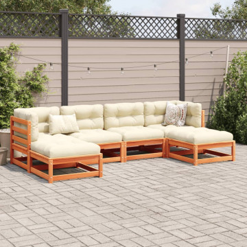 Set mobilier de grădină cu perne, 6 piese, lemn masiv de pin - Img 3