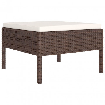 Set mobilier de grădină cu perne, 6 piese, maro, poliratan - Img 4