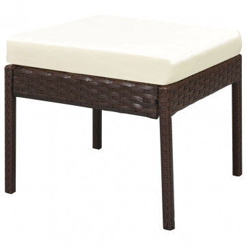 Set mobilier de grădină cu perne, 6 piese, maro, poliratan - Img 7