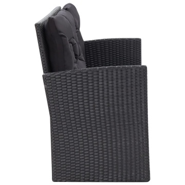 Set mobilier de grădină cu perne, 6 piese, negru, poliratan - Img 4