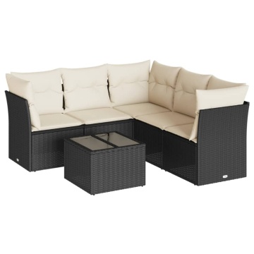 Set mobilier de grădină cu perne, 6 piese, negru, poliratan - Img 2