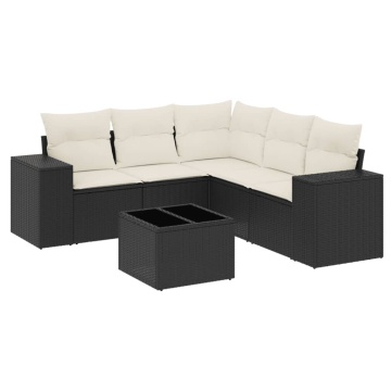 Set mobilier de grădină cu perne, 6 piese, negru, poliratan - Img 2