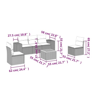 Set mobilier de grădină cu perne, 6 piese, negru, poliratan - Img 3