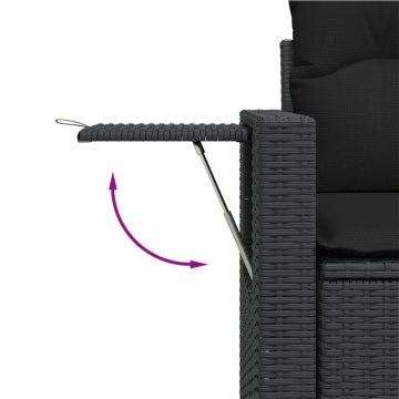 Set mobilier de grădină cu perne, 6 piese, negru, poliratan - Img 3