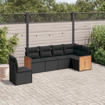 Set mobilier de grădină cu perne, 6 piese, negru, poliratan - Img 1