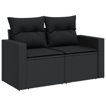 Set mobilier de grădină cu perne, 6 piese, negru, poliratan - Img 4