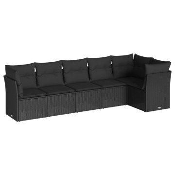 Set mobilier de grădină cu perne, 6 piese, negru, poliratan - Img 2