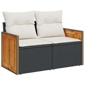 Set mobilier de grădină cu perne, 6 piese, negru, poliratan - Img 8