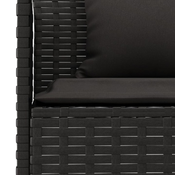 Set mobilier de grădină cu perne, 6 piese, negru, poliratan - Img 5