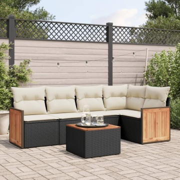 Set mobilier de grădină cu perne, 6 piese, negru, poliratan - Img 1
