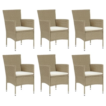 Set mobilier de grădină cu perne, 7 piese, bej, poliratan - Img 3