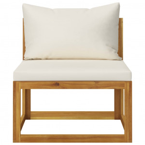 Set mobilier de grădină cu perne, 7 piese,crem, lemn masiv acacia - Img 7