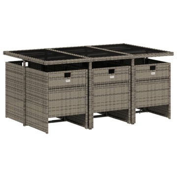Set mobilier de grădină cu perne, 7 piese, gri, poliratan - Img 3