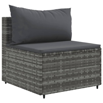 Set mobilier de grădină cu perne, 7 piese, gri, poliratan - Img 4