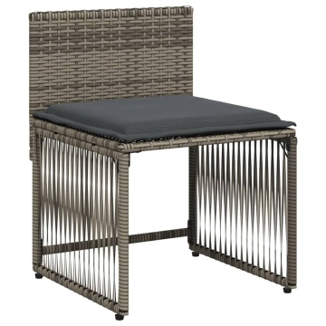 Set mobilier de grădină cu perne, 7 piese, gri, poliratan - Img 5