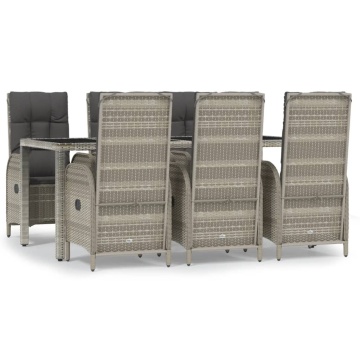 Set mobilier de grădină cu perne, 7 piese, gri, poliratan - Img 2