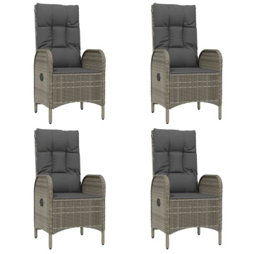 Set mobilier de grădină cu perne, 7 piese, gri, poliratan - Img 4