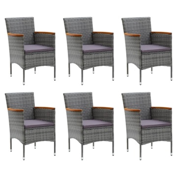 Set mobilier de grădină cu perne, 7 piese, gri, poliratan - Img 3