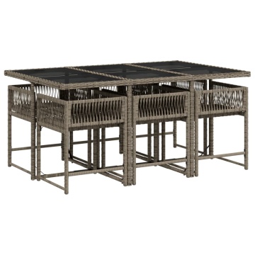 Set mobilier de grădină cu perne, 7 piese, gri, poliratan - Img 3