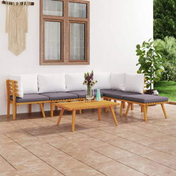 Set mobilier de grădină cu perne, 7 piese, lemn masiv acacia - Img 1
