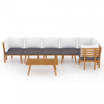 Set mobilier de grădină cu perne, 7 piese, lemn masiv acacia - Img 8