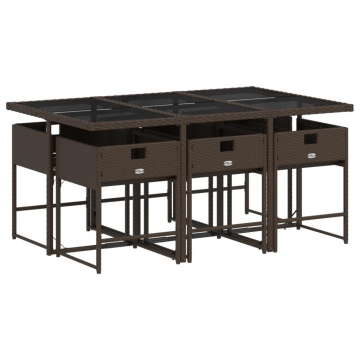 Set mobilier de grădină cu perne, 7 piese, maro, poliratan - Img 3