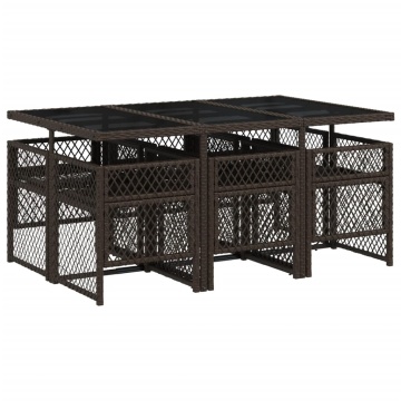 Set mobilier de grădină cu perne, 7 piese, maro, poliratan - Img 8