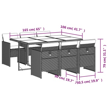 Set mobilier de grădină cu perne, 7 piese, maro, poliratan - Img 5