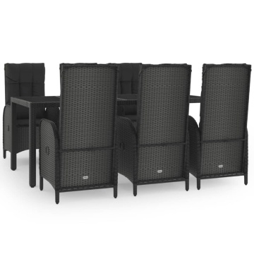 Set mobilier de grădină cu perne, 7 piese, negru/gri, poliratan - Img 2