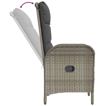 Set mobilier de grădină cu perne, 7 piese, negru/gri, poliratan - Img 5