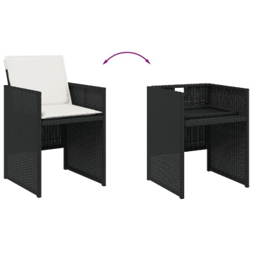 Set mobilier de grădină cu perne, 7 piese, negru, poliratan - Img 5