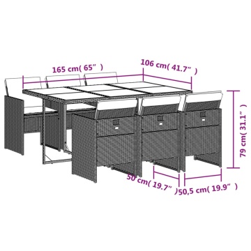 Set mobilier de grădină cu perne, 7 piese, negru, poliratan - Img 5