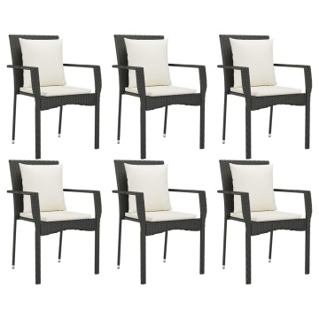 Set mobilier de grădină cu perne, 7 piese, negru, poliratan - Img 4